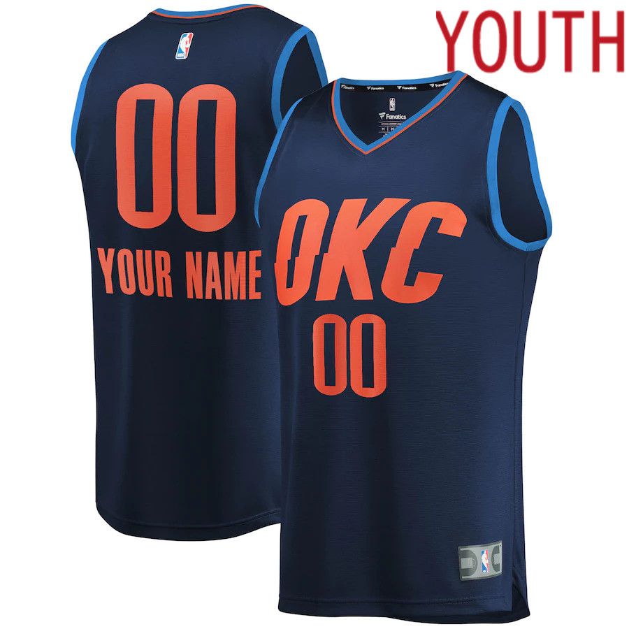 Youth Oklahoma City Thunder Fanatics Branded Navy Fast Break Replica Custom NBA Jersey->->Custom Jersey
